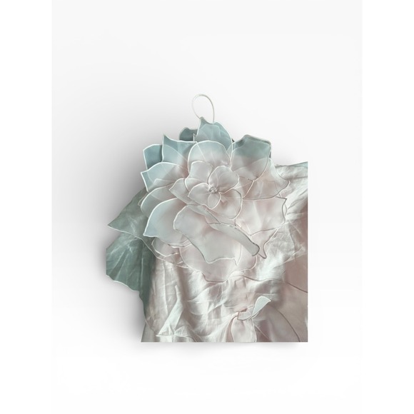 & Other Stories Pink Tiered Ruffle Organza Midi Slip Dress Floral Appliqué NWT - Picture 8 of 14